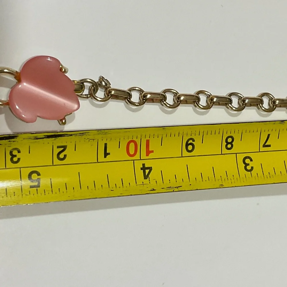 Rose Pink Moonglow Lucite /Thermoset Leaf Motif Choker Necklace 1950’s - Picture 7 of 8